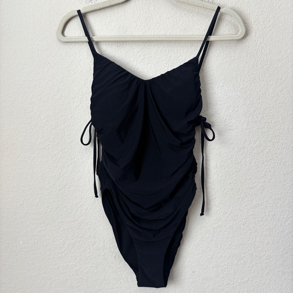 Malai Other - Malai Harper Side Tie Ruched Black One Piece Swimsuit